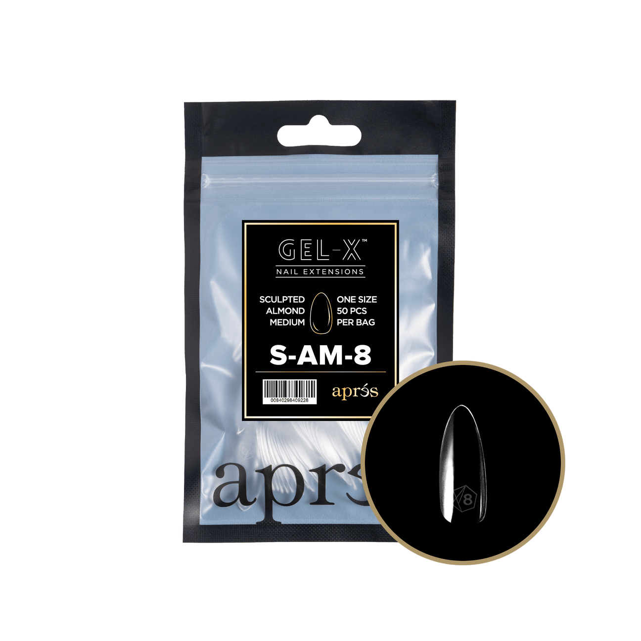Aprés Nail Gel-X® Sculpted Almond Medium 8 Refill Bag