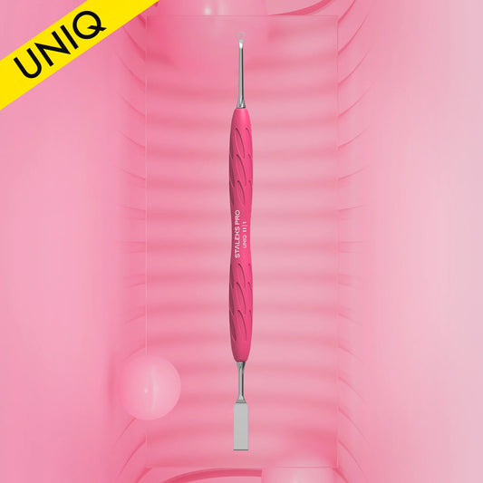 Manicure Pusher Gummy With Silicone Handle UNIQ 11 TYPE 1 (Straight Flat And Loop Pusher)