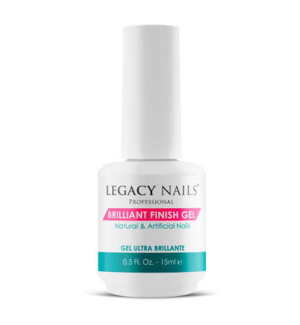 Legacy Nails Professional BRILLANT FINISH GEL 0.5oz - High-Gloss Top Coat for Natural, Acrylic, Gel, Fiberglass & Silk Nails – Chip-Resistant, Quick-Curing UV/LED Formula