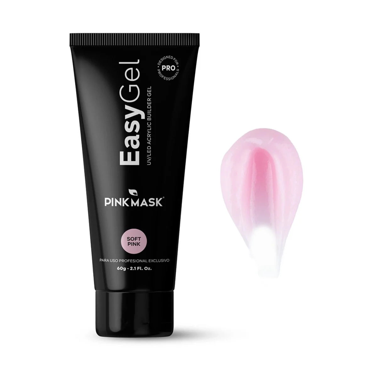 Pink Mask Easy Gel UV/LED Acrylic Builder Gel - Soft Pink, 2.1 fl oz