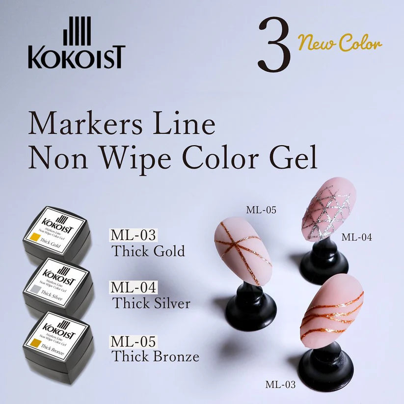 ML-03 Markers Line Non Wipe Color Gel Thick Gold