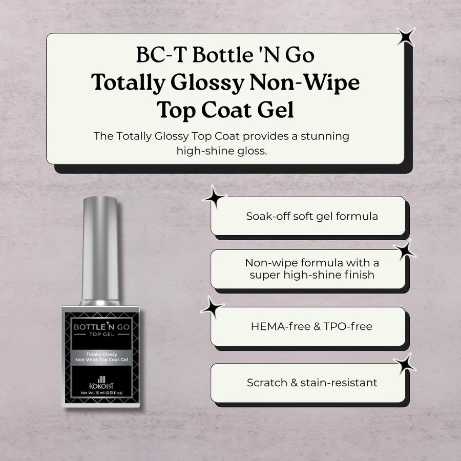 BC-T BOTTLE 'N GO TOTALLY GLOSSY NON WIPE TOP COAT GEL