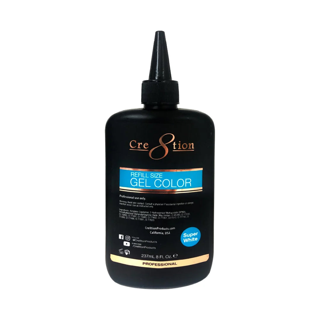Cre8tion Soak Off Gel - Super White Refill Size, 8 oz