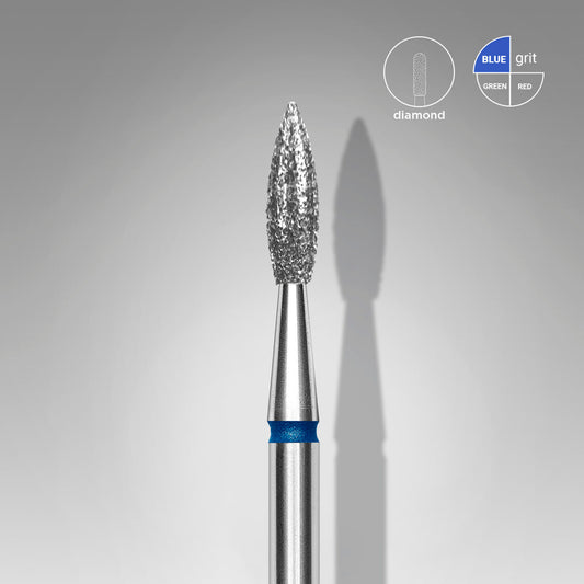 Diamond Nail Drill Bit Pointed Flame Blue EXPERT Head Diameter 2,3 mm / Working Part 8 mm