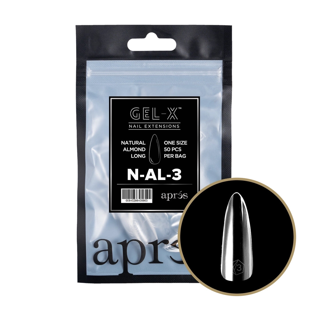 Aprés Nail GEL-X® Natural Almond Long Refill Bag, Size 3